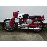 A 1965 Honda CB92E Benly Super Sports, registration number CRU 569C, frame number CB92B-33103294,