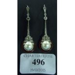 A pair of Art Deco style drop earrings