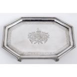 A George III silver tray, decorated a cr