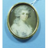 An oval bust portrait miniature, of a la