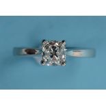 A platinum and diamond solitaire ring, t