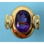 An 18ct gold and amethyst ring  See insi