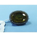 A Victorian oval citrine and seed pearl