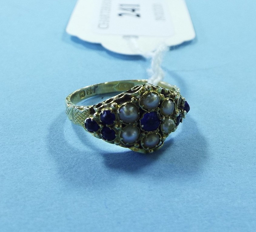 A Victorian gold, sapphire and seed pear