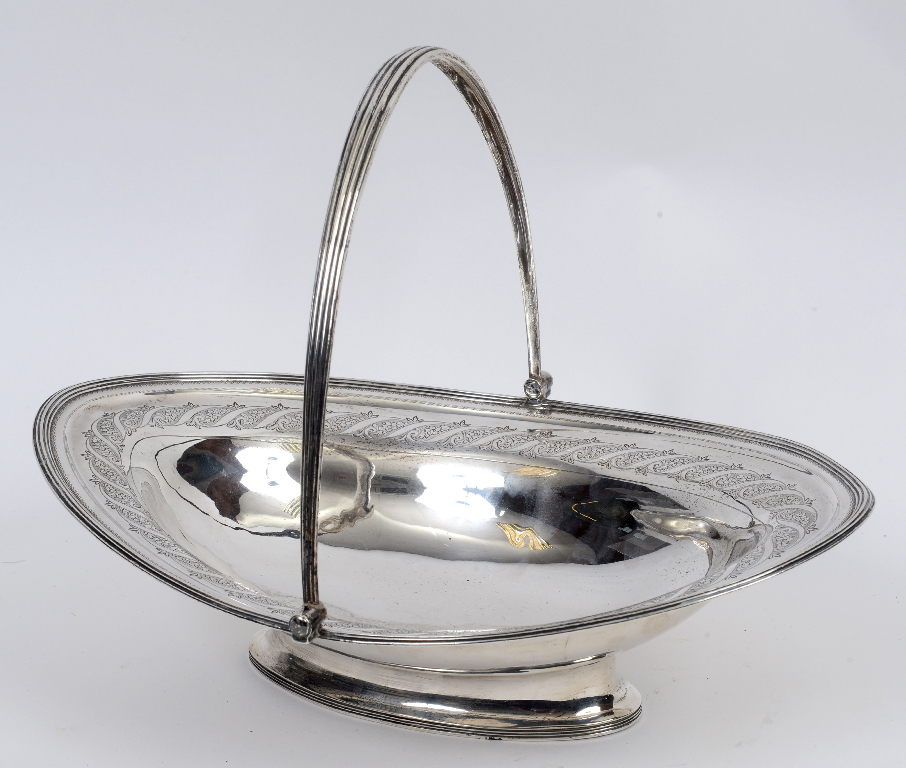 A George III silver swing handle basket,