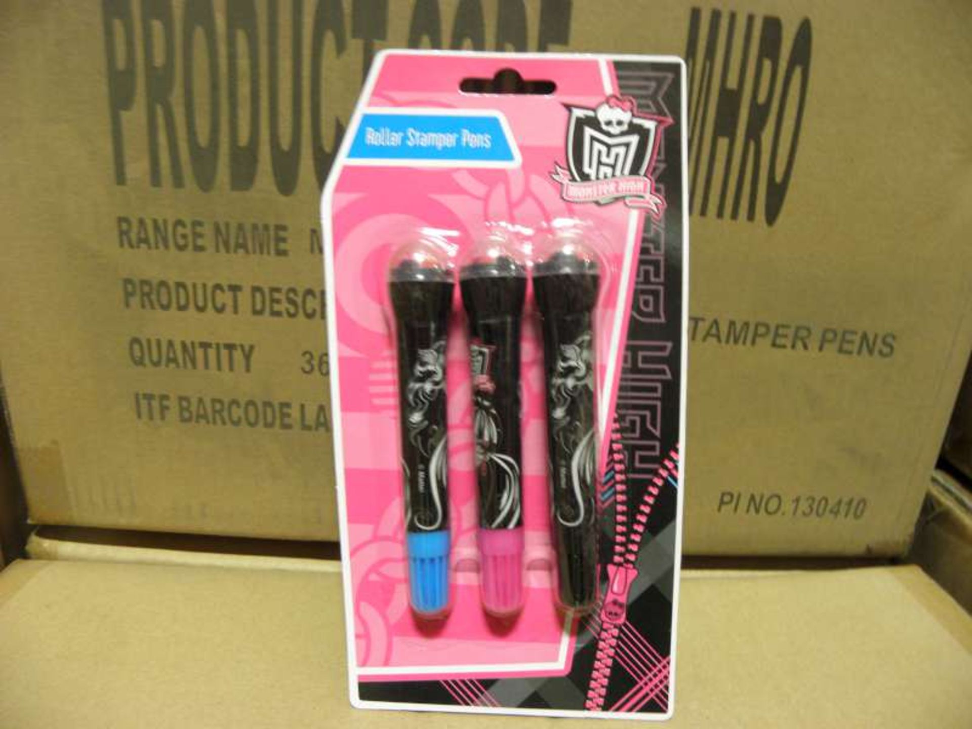 108 X PACKS OF 3 MONSTER HIGH ROLLER STAMPER PENS IN 3 BOXES