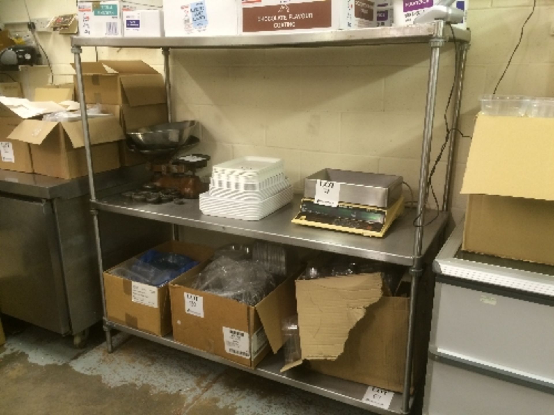 Stainless steel shelving unit (unit only, excluding contents)