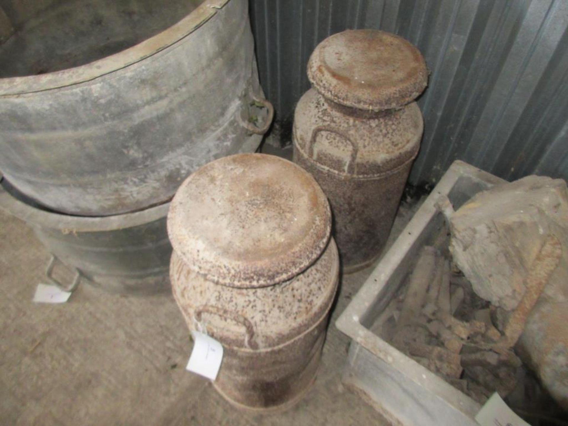 2no. steel milk churns