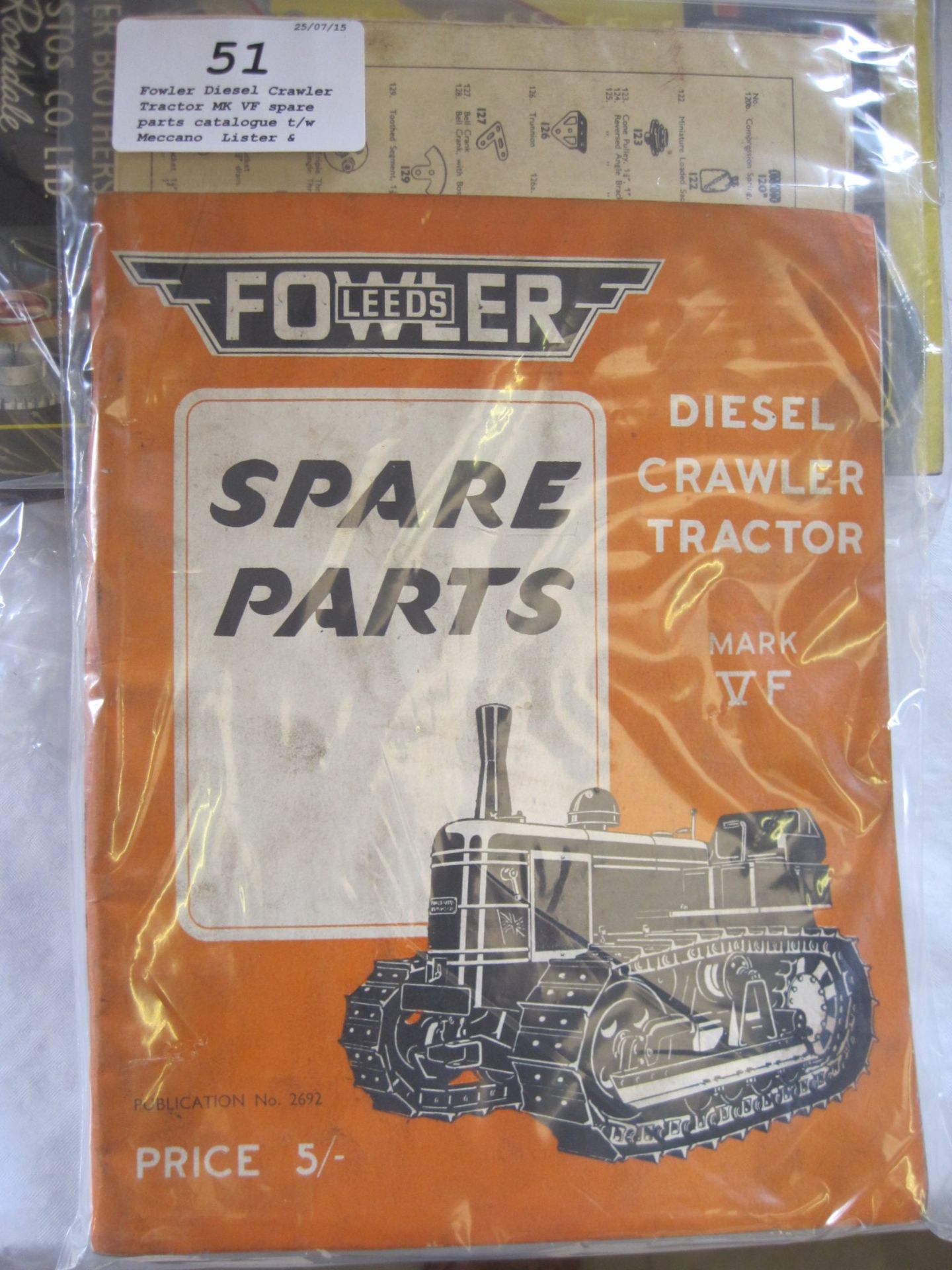 Fowler Diesel Crawler Tractor MK VF spare parts catalogue t/w Meccano, Lister & Hargreaves