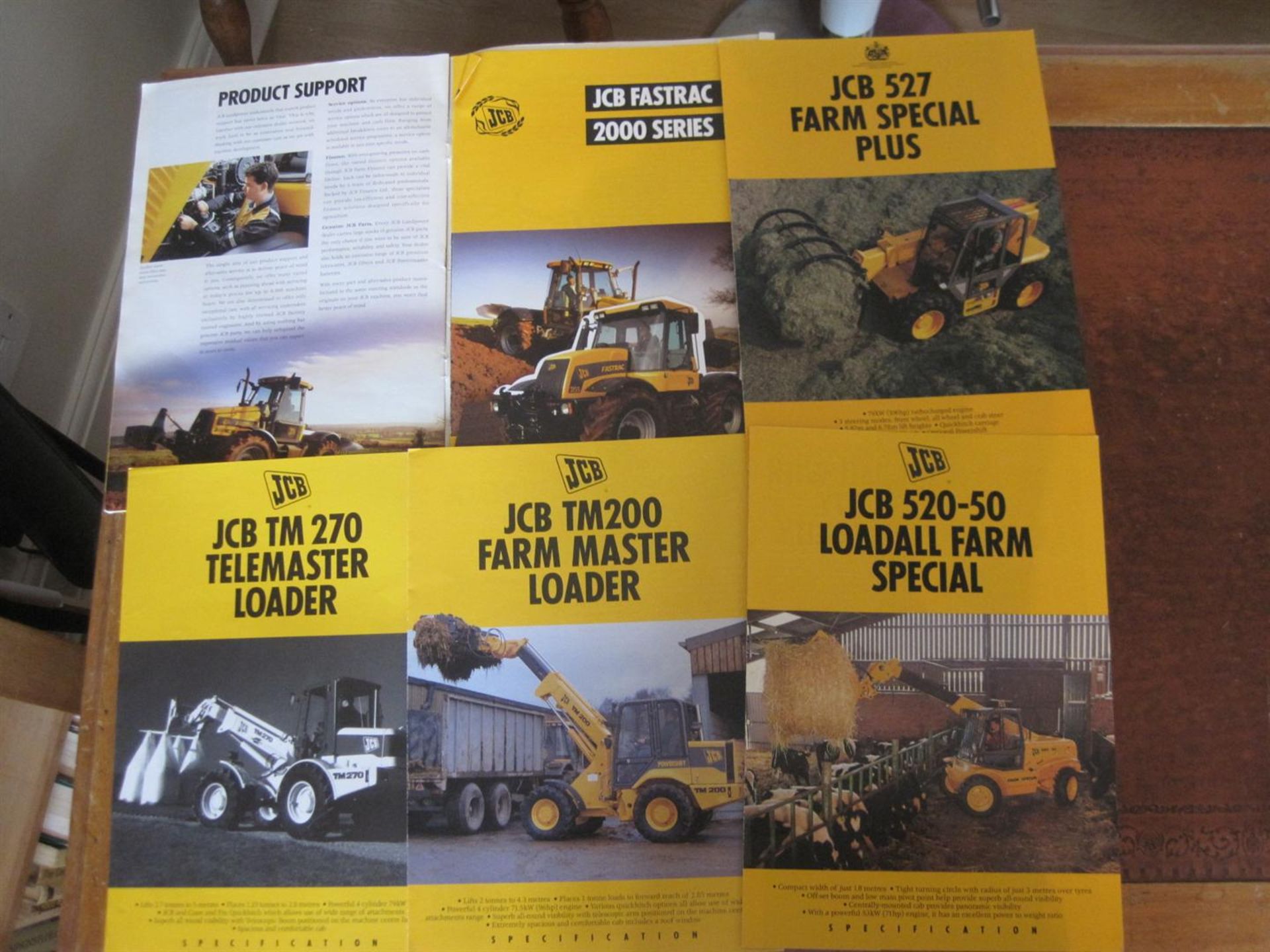 JCB 6  brochures, Fastrac, Loadall, Telemaster, etc.