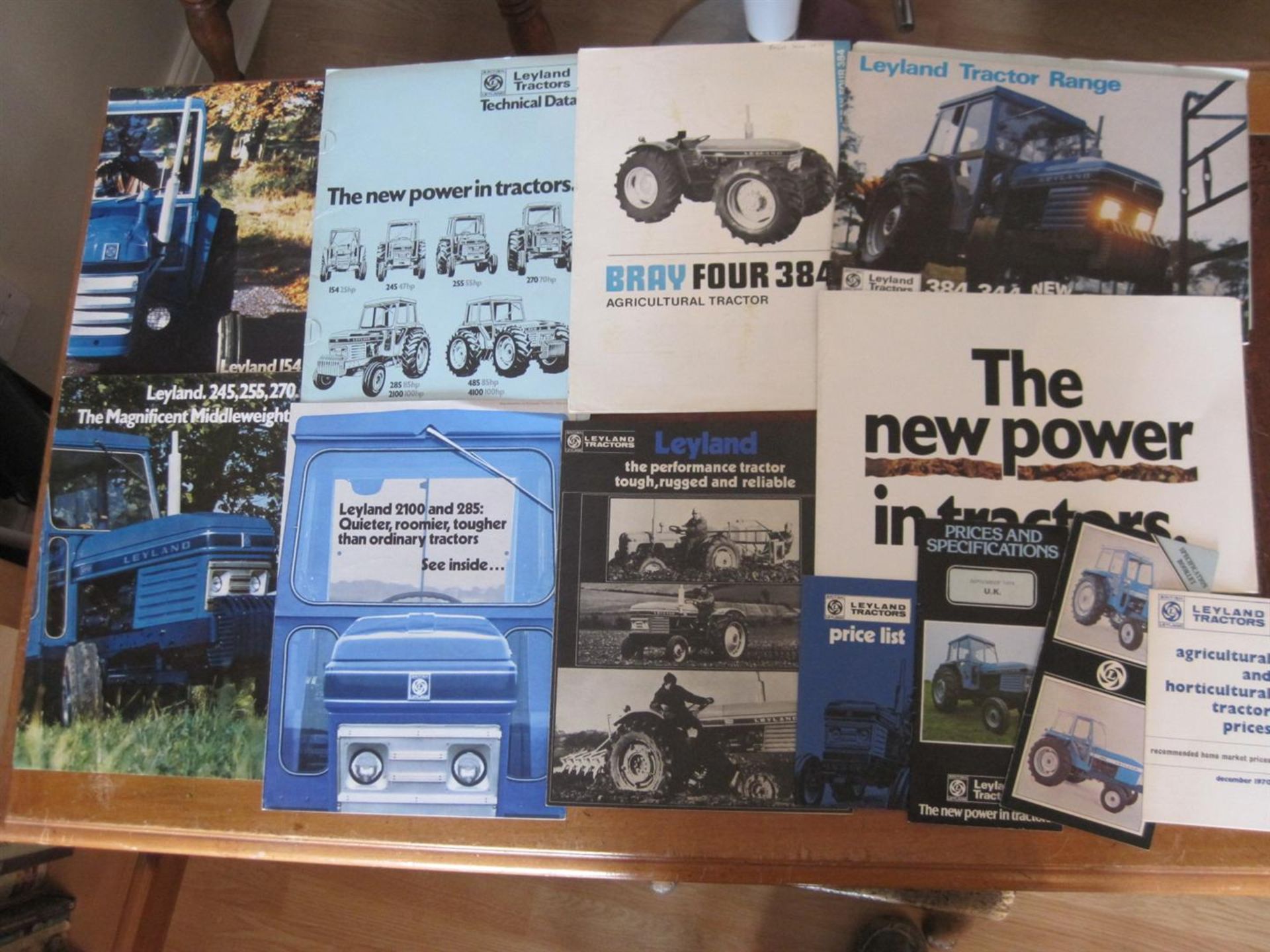 Leyland, a quantity of tractor brochures including Bray Four 384 and price lists 1970s