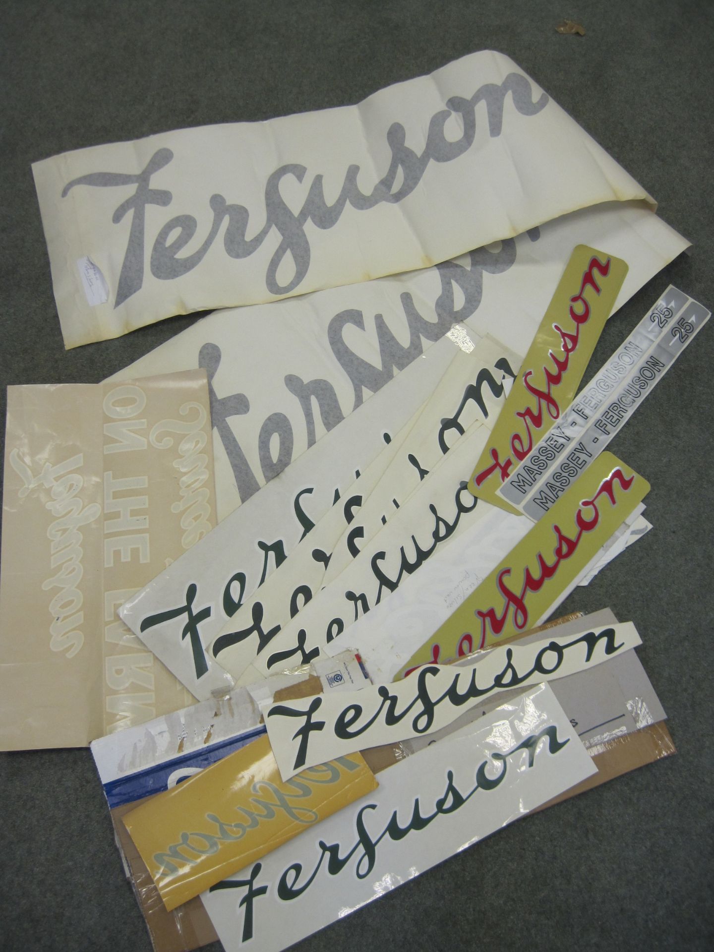 Quantity of Ferguson decals both original and reproduction