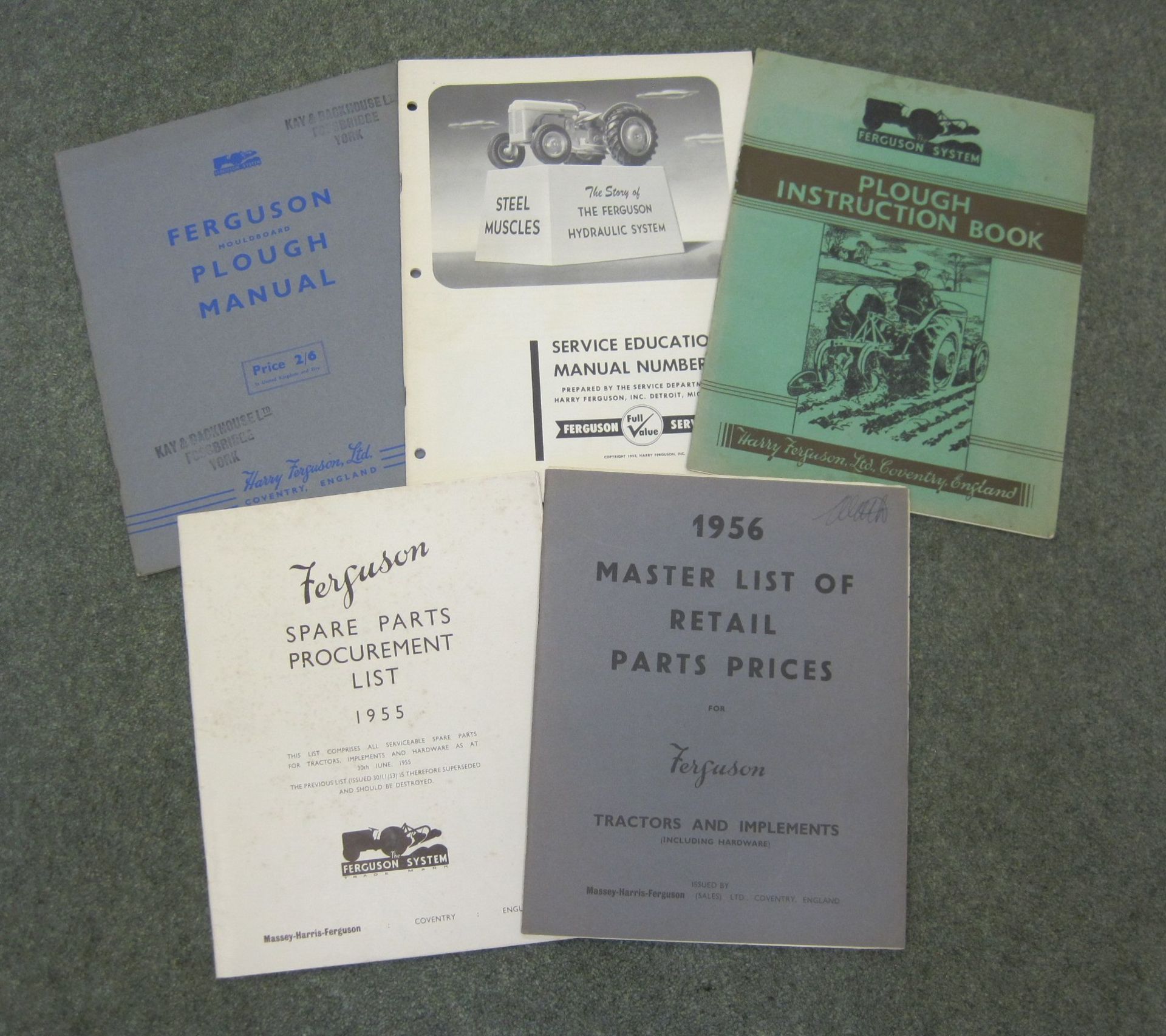 Ferguson System plough instruction book and manual t/w service Education Manual No 3 (1952) 1955
