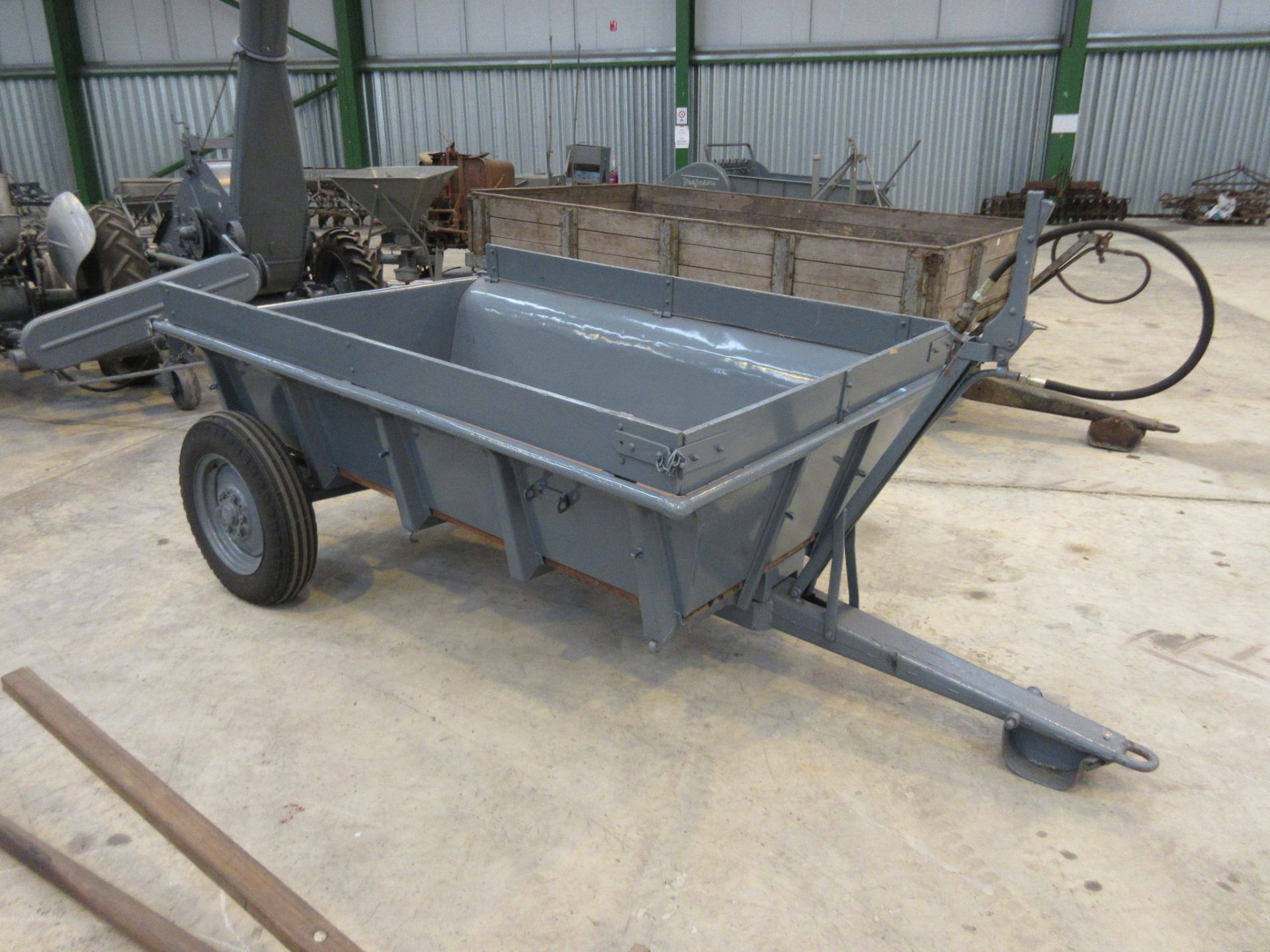 Ferguson 30cwt trailer with 'greedy' boards fitted.  A well presented example and uncommon in this