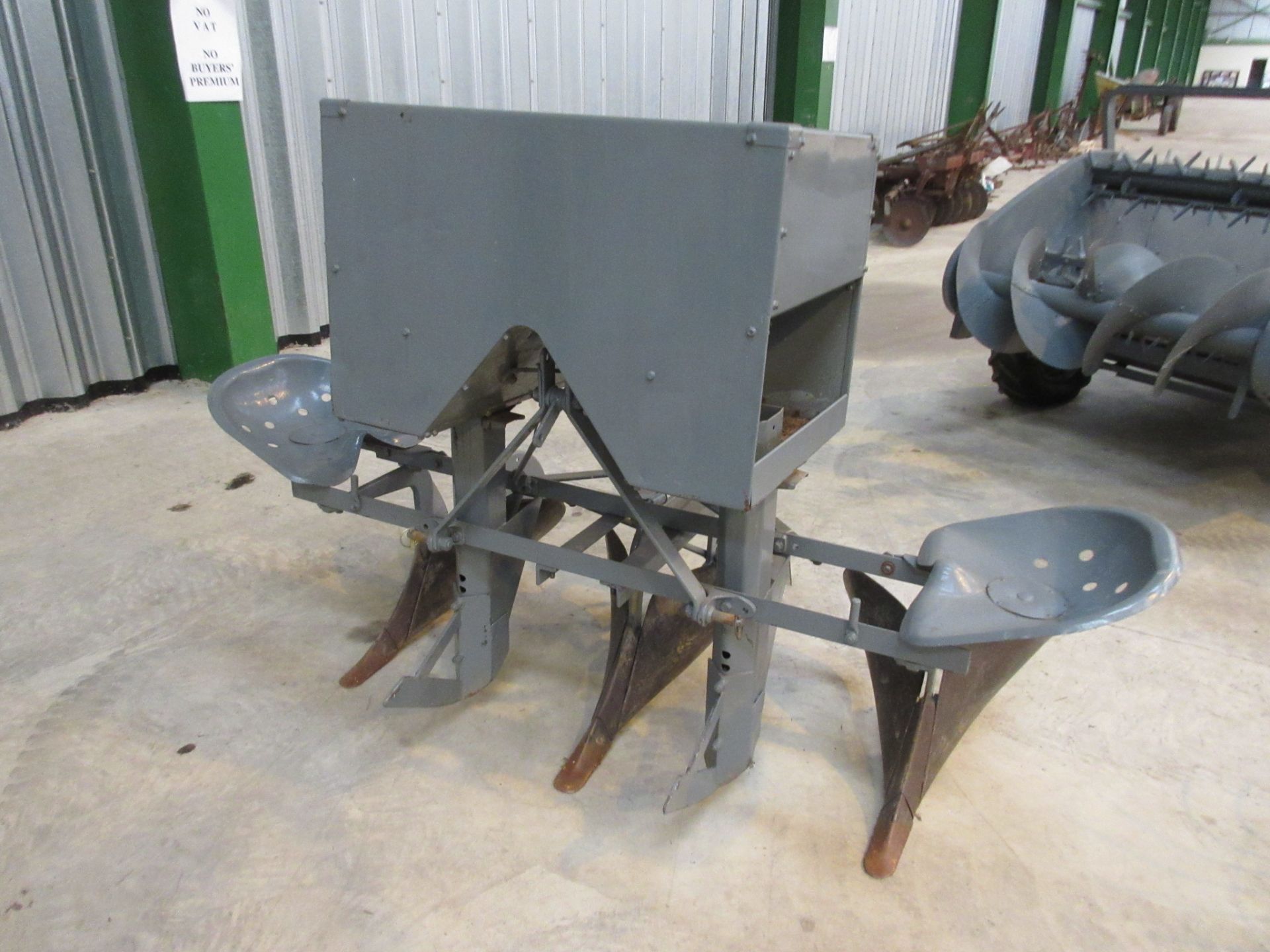 Ferguson mounted 2row two man potato planter (non-chitted) with hopper built on a 3body ridger