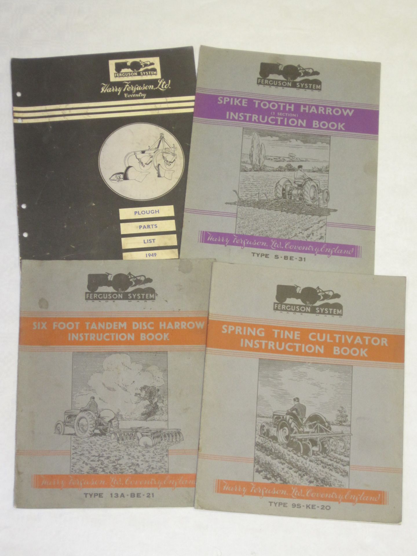 Ferguson System A4 Instruction Books; spiketooth harrow, springtine cultivator, tandem disc harrow