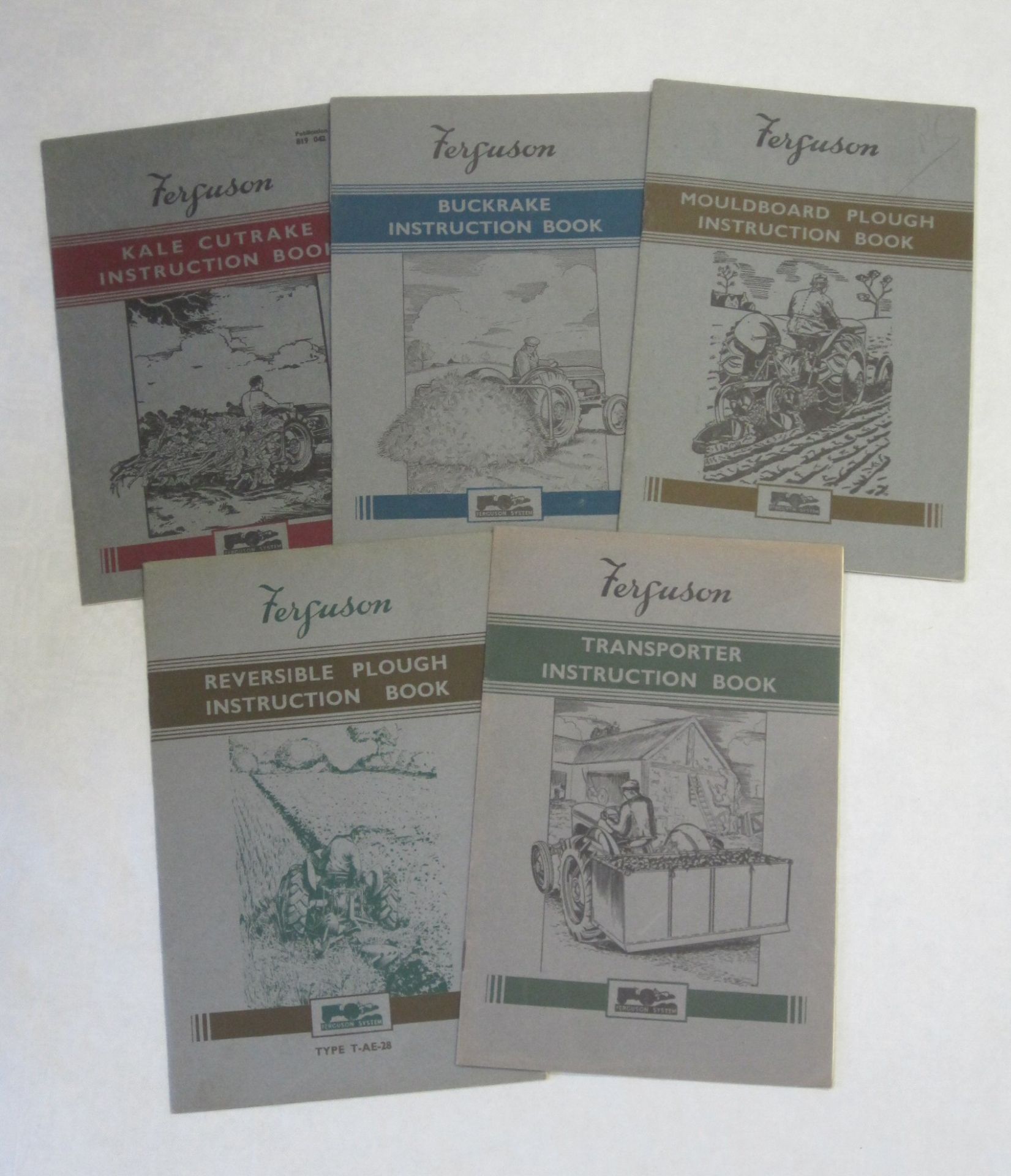 Ferguson Instruction books; kale cut rake, buck rake, mouldboard plough, reversible plough,