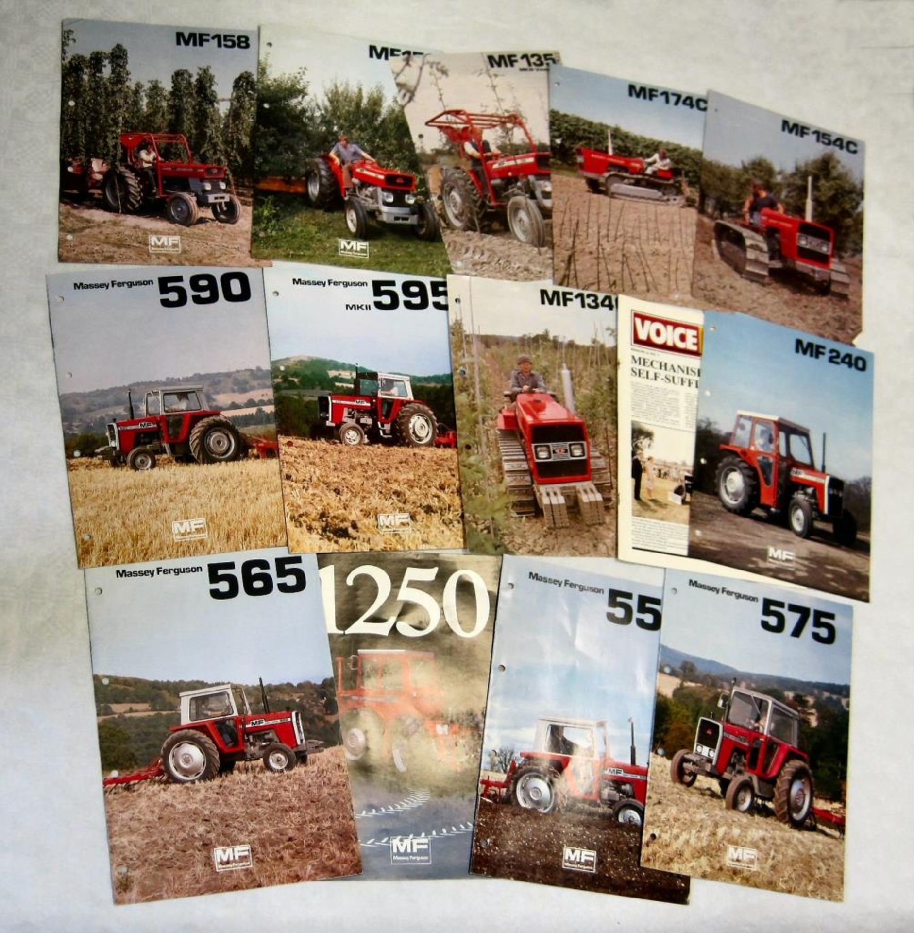 Massey Ferguson colour tractor brochures and flyers 1970s/80s include 1250, 500 series, 134, 158