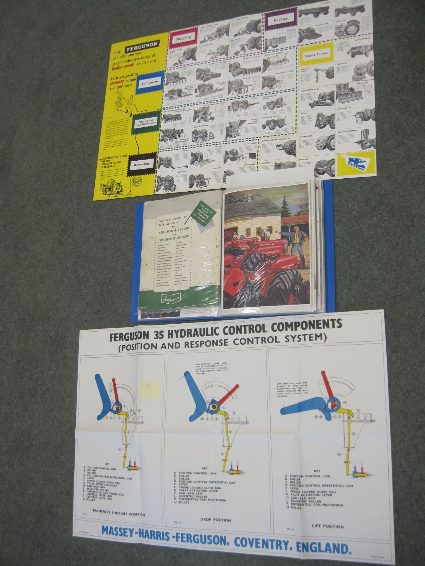 Harry Ferguson and Massey Harris Ferguson a binder of photocopies and original sales brochures, fold