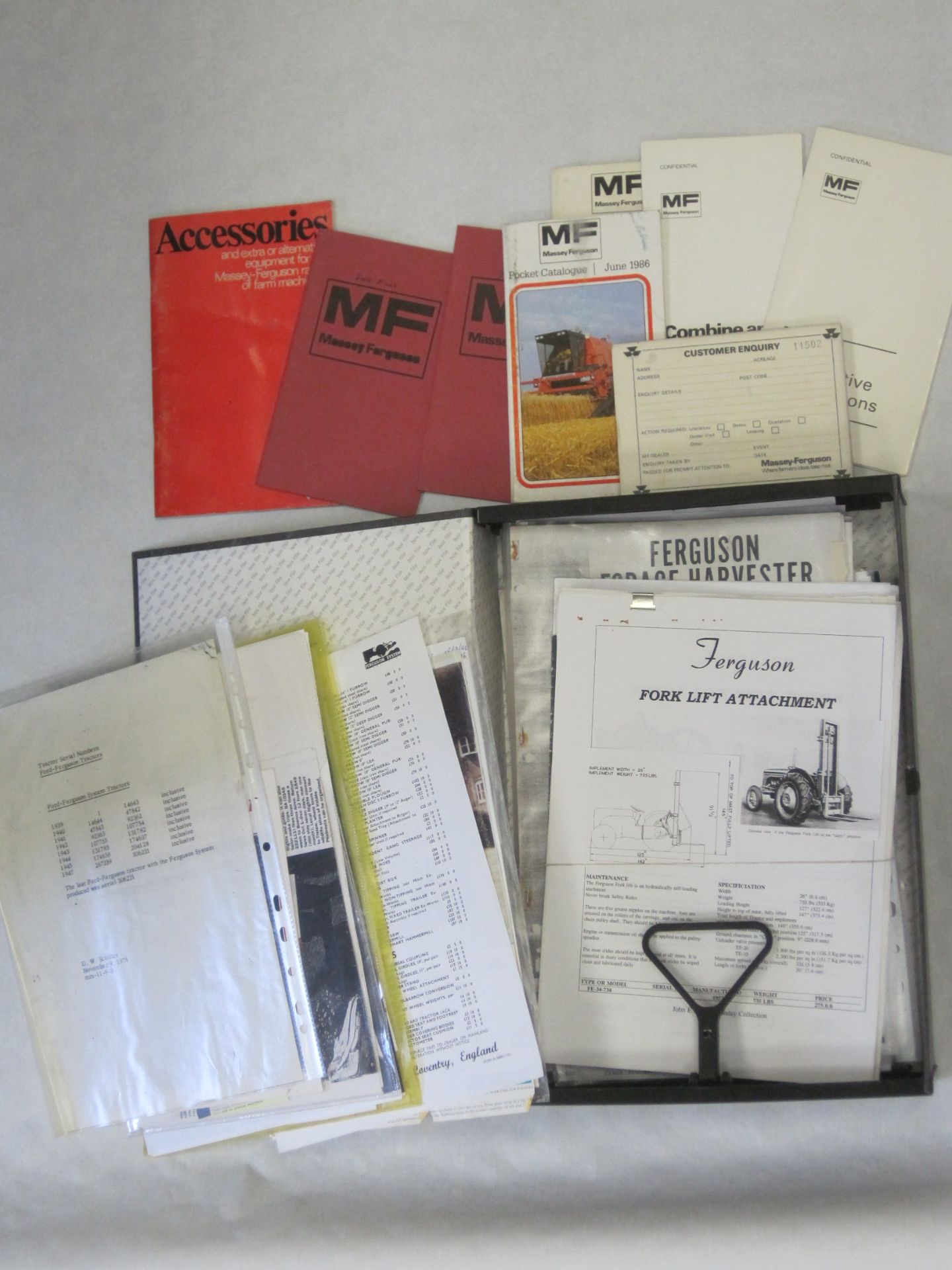Box file of photocopies and other Ferguson reference material, an invaluable archive, t/w Massey
