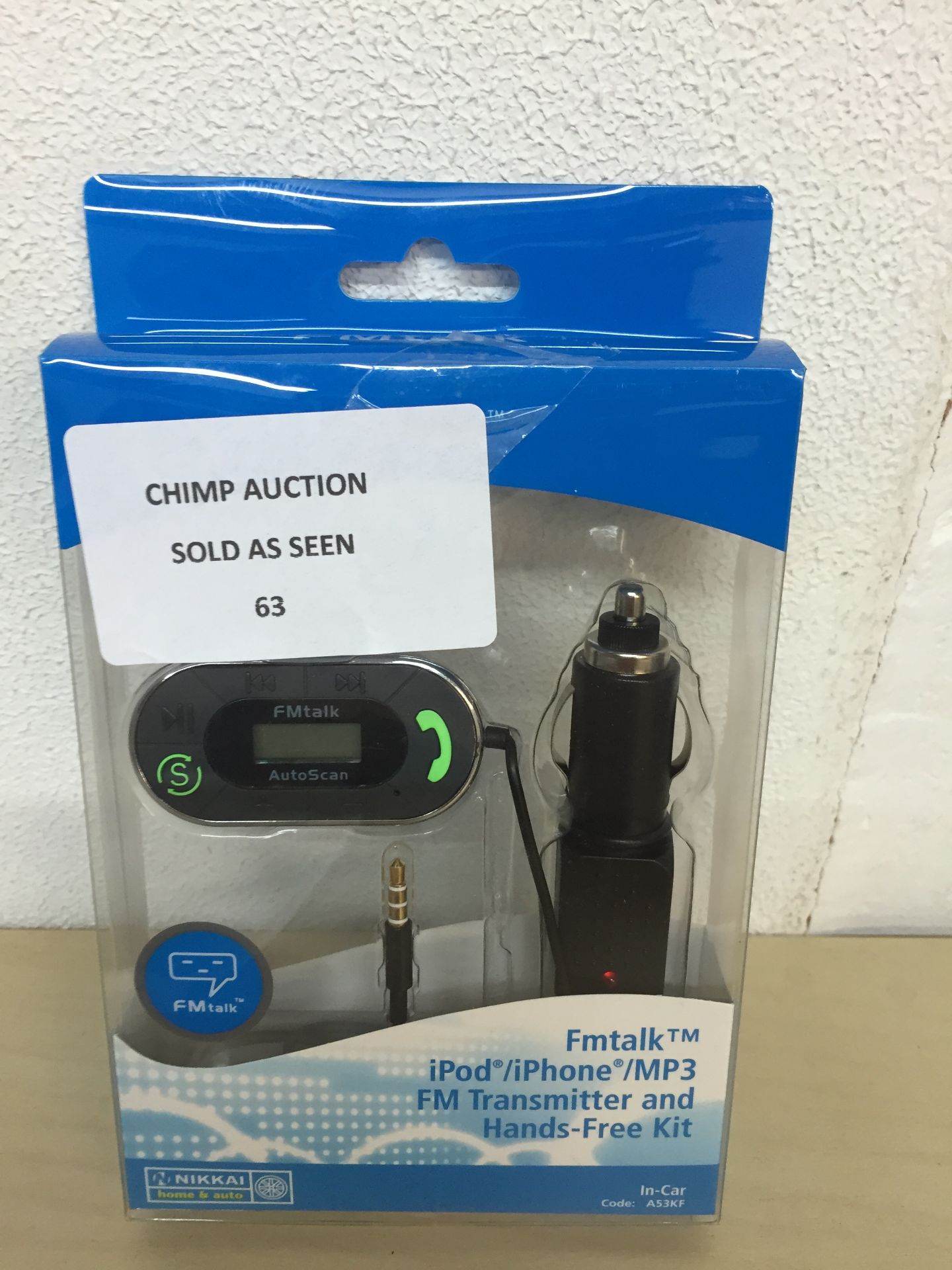 PACKAGED FM IPOD/ MP3/MOBILE PHONE IN-CAR HANDSFREE KIT RRP £29.99 CHANGE OF MIND RETURN