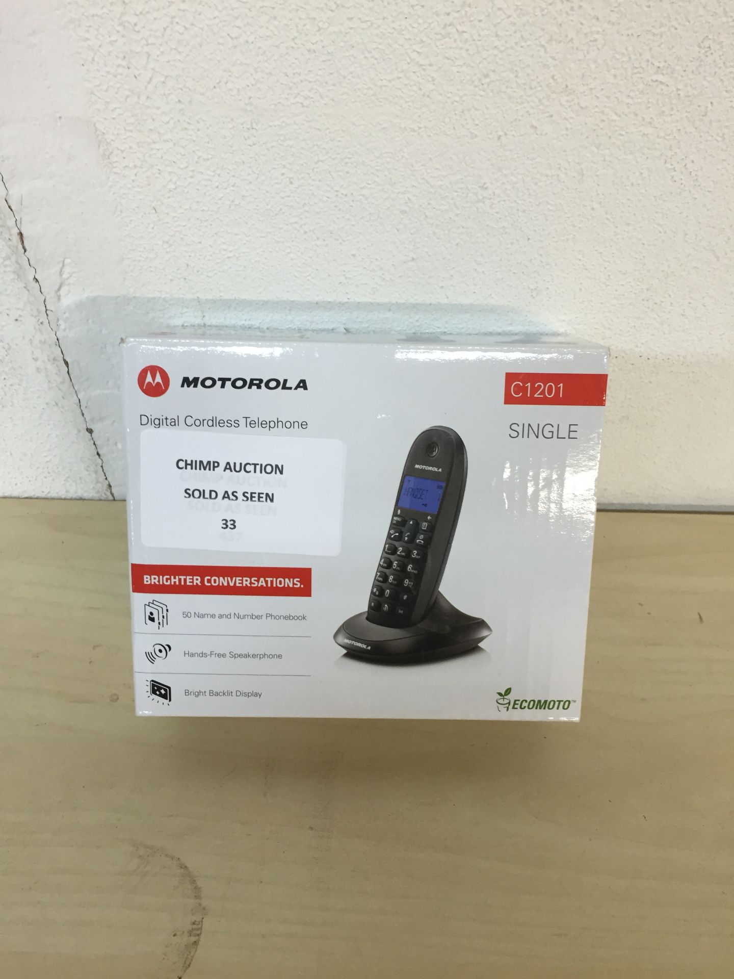 BOXED C1201 MOTOROLA SINGLE CORDLESS PHONE UNTESTED