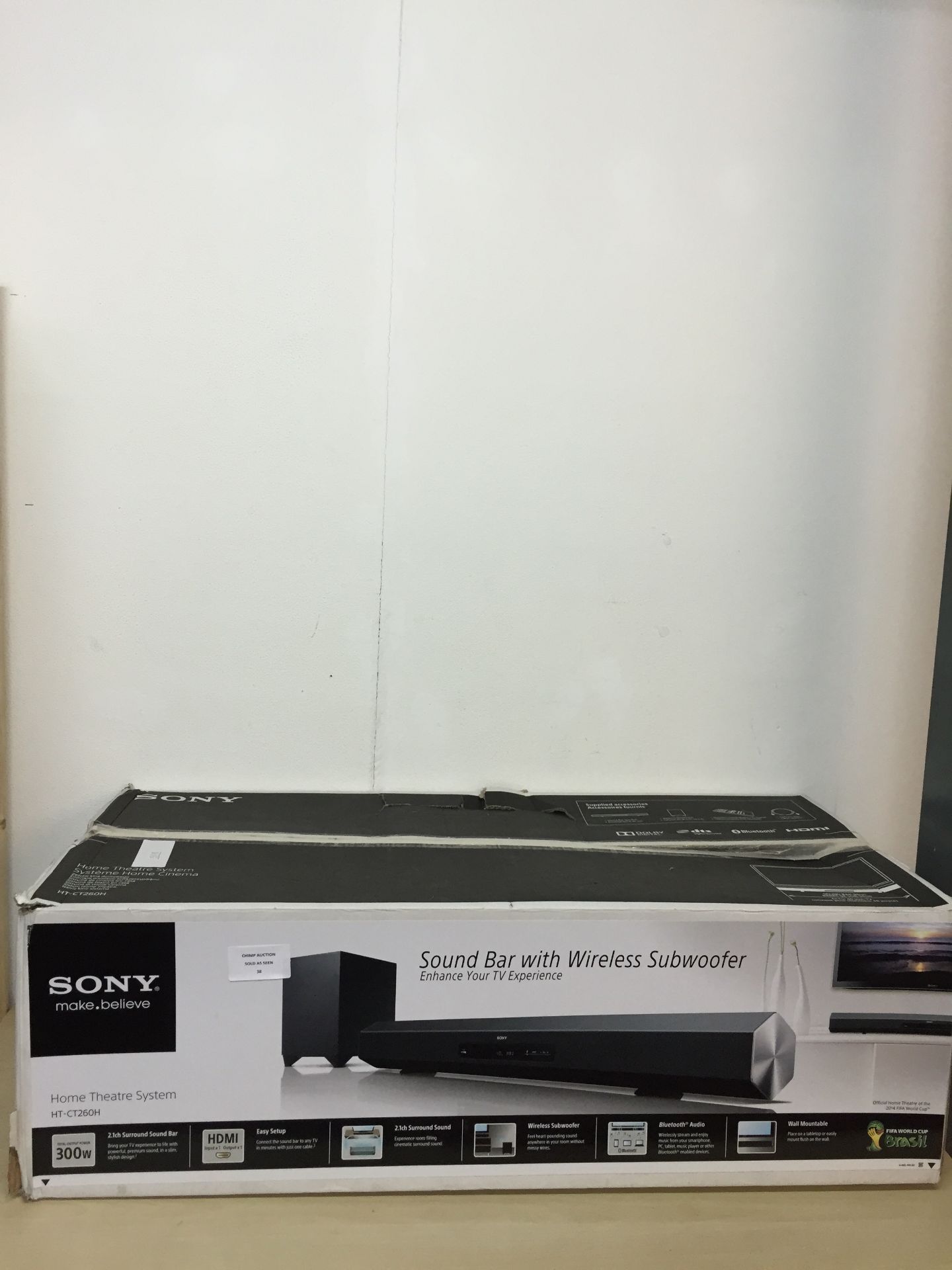 BOXED SONY HT-CT260H SOUND BAR WITH WIRELESS SUB HOME THEATRE SYSTEM RRP £299.99