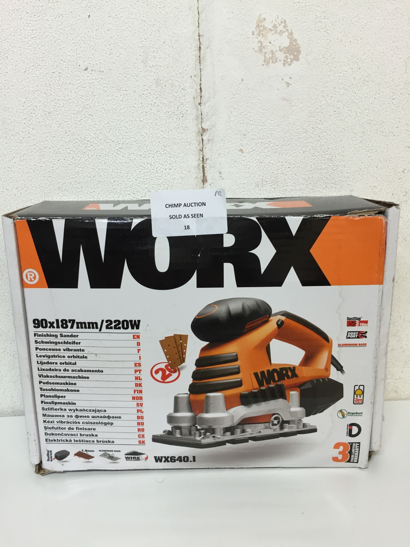 Worx WX640.1 1/3 Sheet Finishing Sander - 220W RRP £49.99/ PRE-OWNED