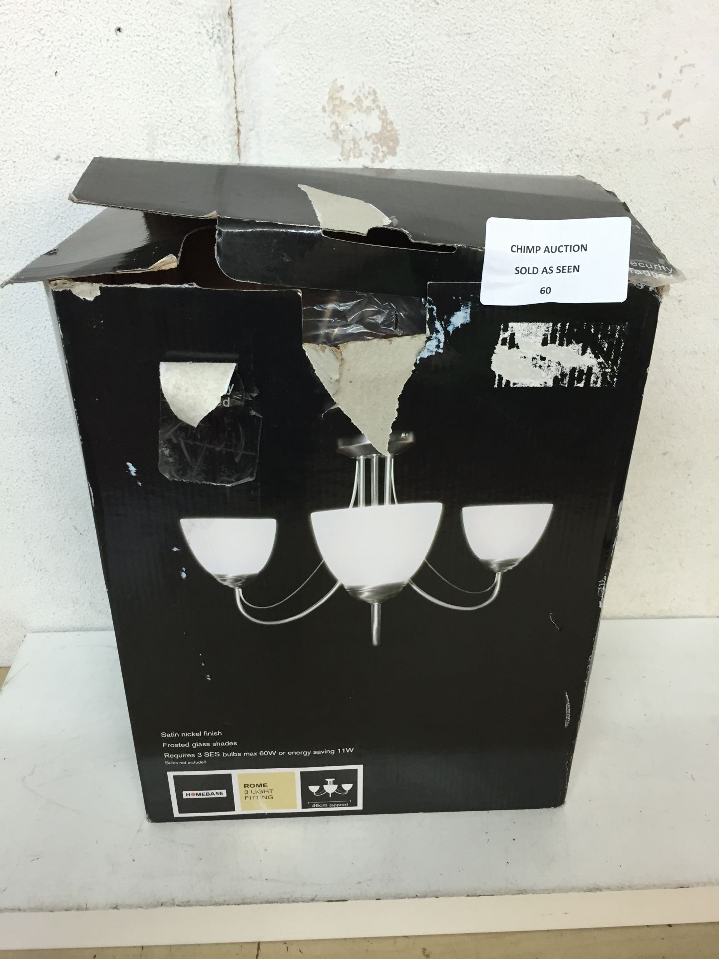 BOXED HOMEBASE ROME 3 LIGHT FITTING/ UNTESTED