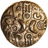 Tasciovanos Warrior. Series B. c.25BC-AD10. Celtic gold stater. 16mm. 5.45g.