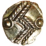 Finney's Thunderbolt. c.55-45 BC. Celtic gold quarter stater. 10-12mm. 1.17g.