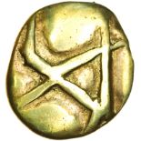 Crossed Lines with Rider. Sills class 1b. c.115-100 BC. Celtic gold quarter stater. 12-14mm. 1.78g.