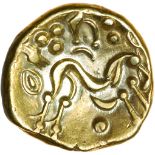 Gallic War Uniface. Sills Type 4b, Wavy Anemone. c.55-53 BC. Celtic gold stater. 17mm. 6.21g.