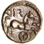 Verica Thunderbolt. c.AD 10-40. Celtic gold quarter stater. 11mm. 1.33g.