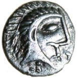 Norfolk God. Moustache Type. c.AD 25-43. Celtic silver unit. 12mm. 1.19g.