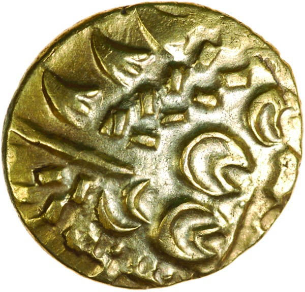 North East Coast. Left Type. Sills Mint B. c.60-50 BC. Celtic gold stater. 20mm. 6.34g. - Image 2 of 2