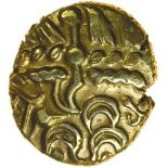 Selsey Two Faced. c.55-45 BC. Celtic gold stater. 15-17mm. 6.07g.