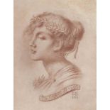 Simeon Solomon (1840-1905)
Erinna of Lesbos: Study of a female head with a wreath of leaves in her