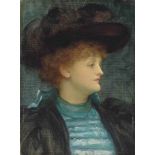 Frederic, Lord Leighton, P.R.A., R.W.S. (1830-1896)
Portrait of Dorothy Dene, bust-length, in a