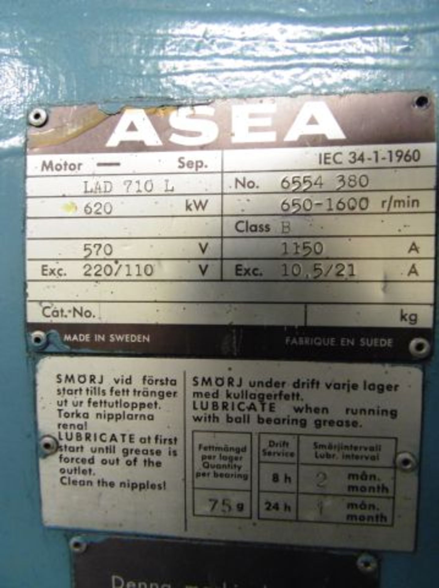 * Refurbished ASEA 620kw DC Motor.  Click here to view more information on this lot. - Image 3 of 6