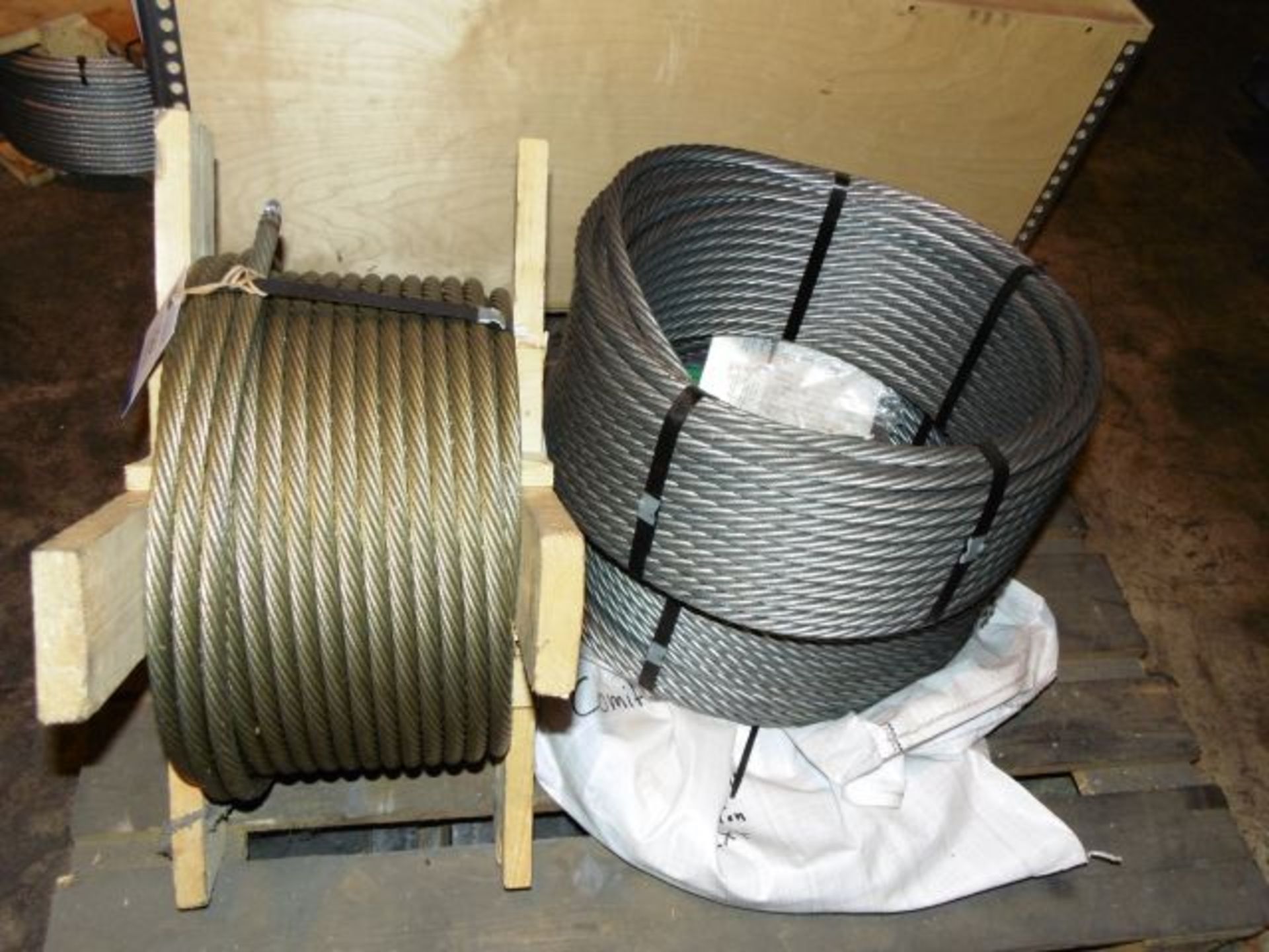 * 3 x Reels of 16mm Diameter Steel Crane Cable; 2 x 49m long & 1 x 54m long