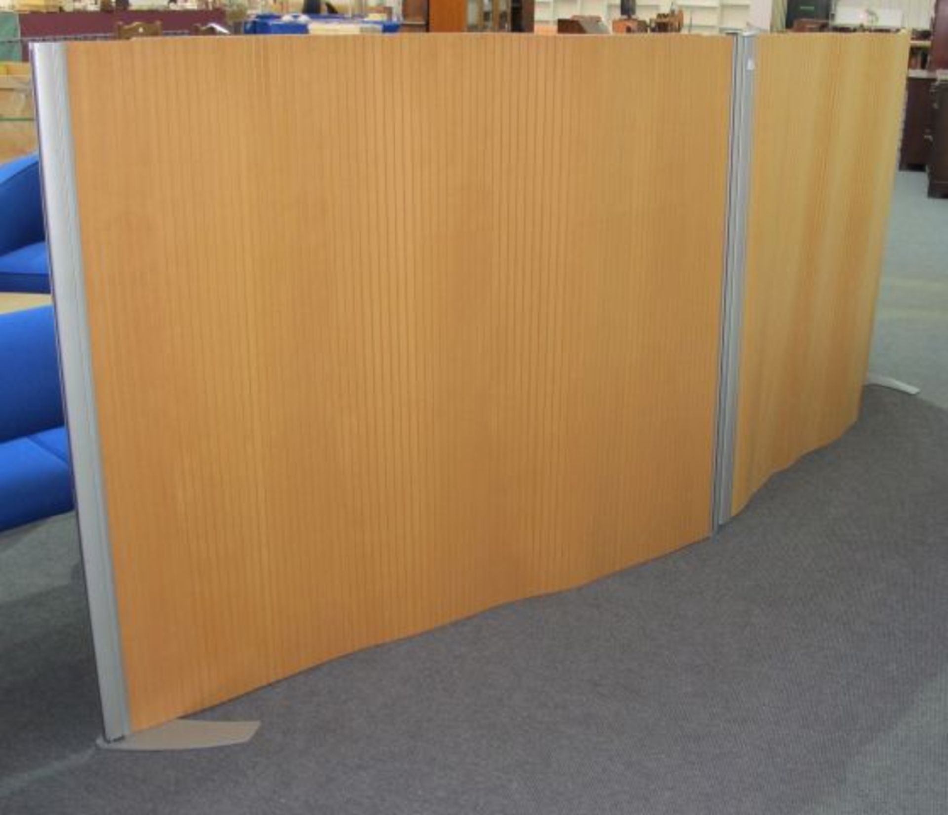 * A light coloured 'Tambour' Style Flexible Partition. Each partition is 156cm long and stands 120cm