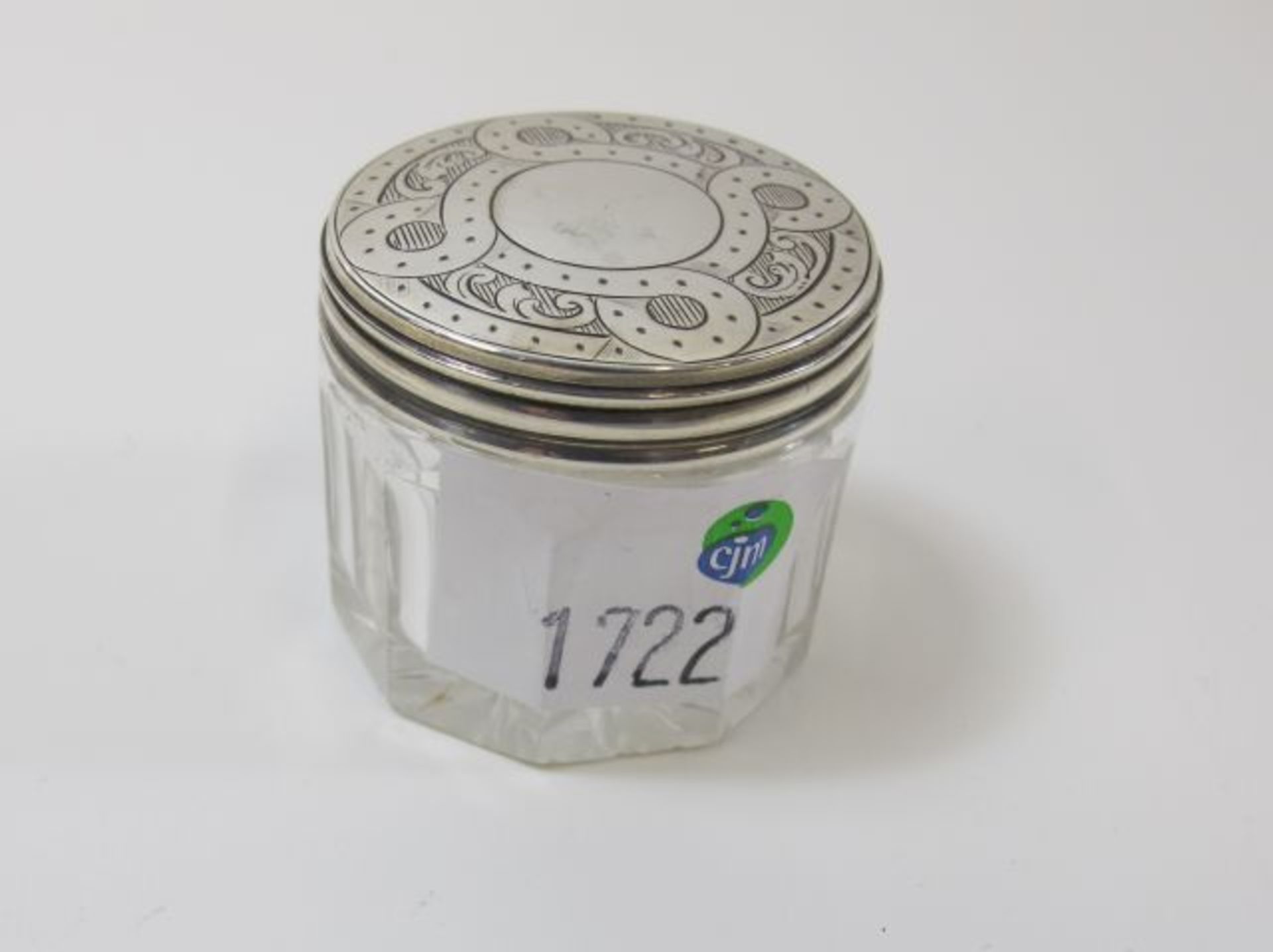 Victorian (London 1867) Silver Top Cut Glass Jar (est. £30-£50)