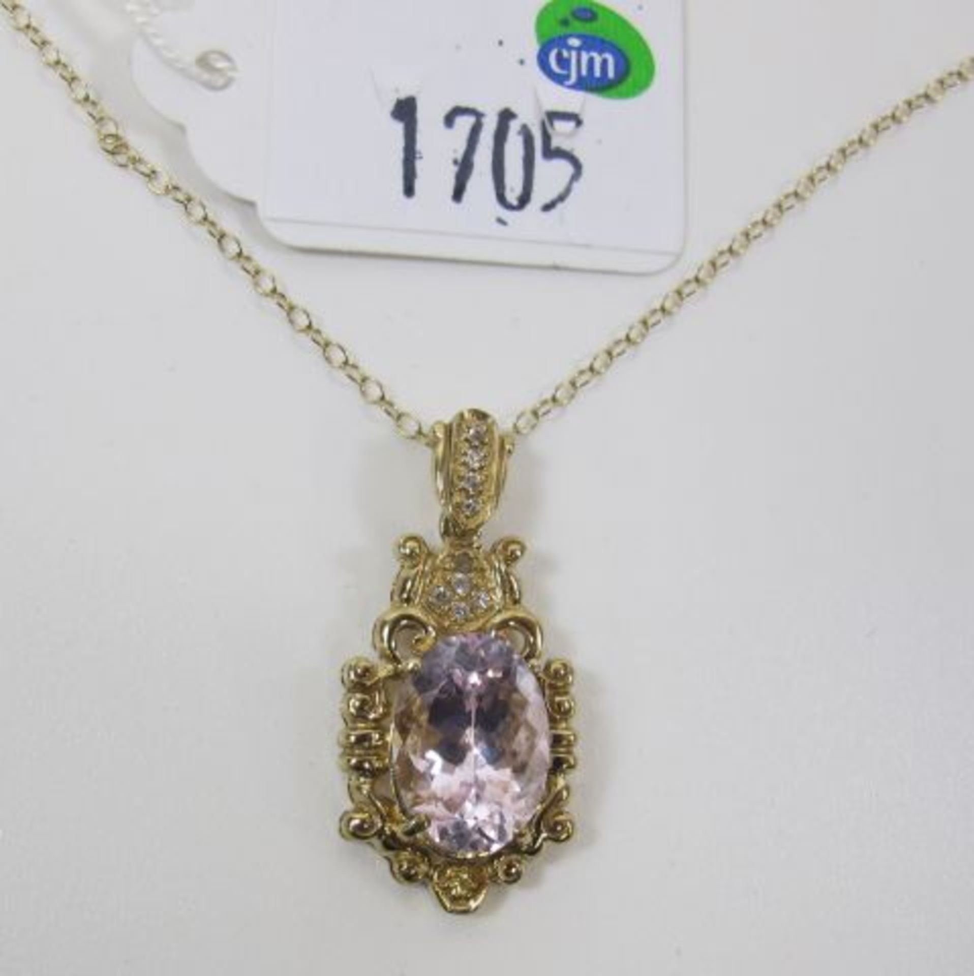 A 9ct Gold Amethyst Pendant on 9ct 18'' Chain (est. £40-£60)
