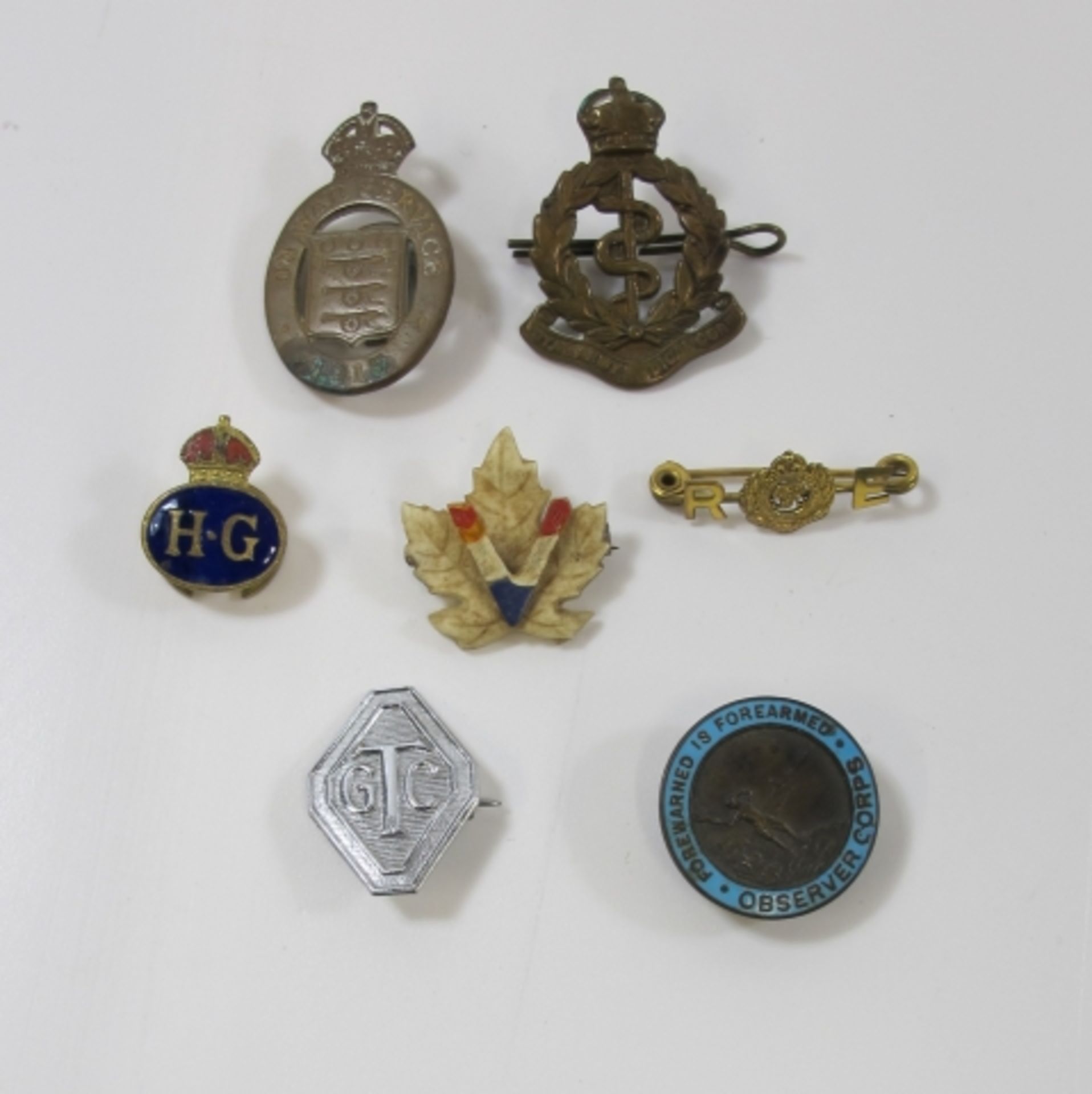 WW1 and WW2 Badges - on War Services 1915, WW2 Girls Training Corps (GTC) in Chromium, Observer