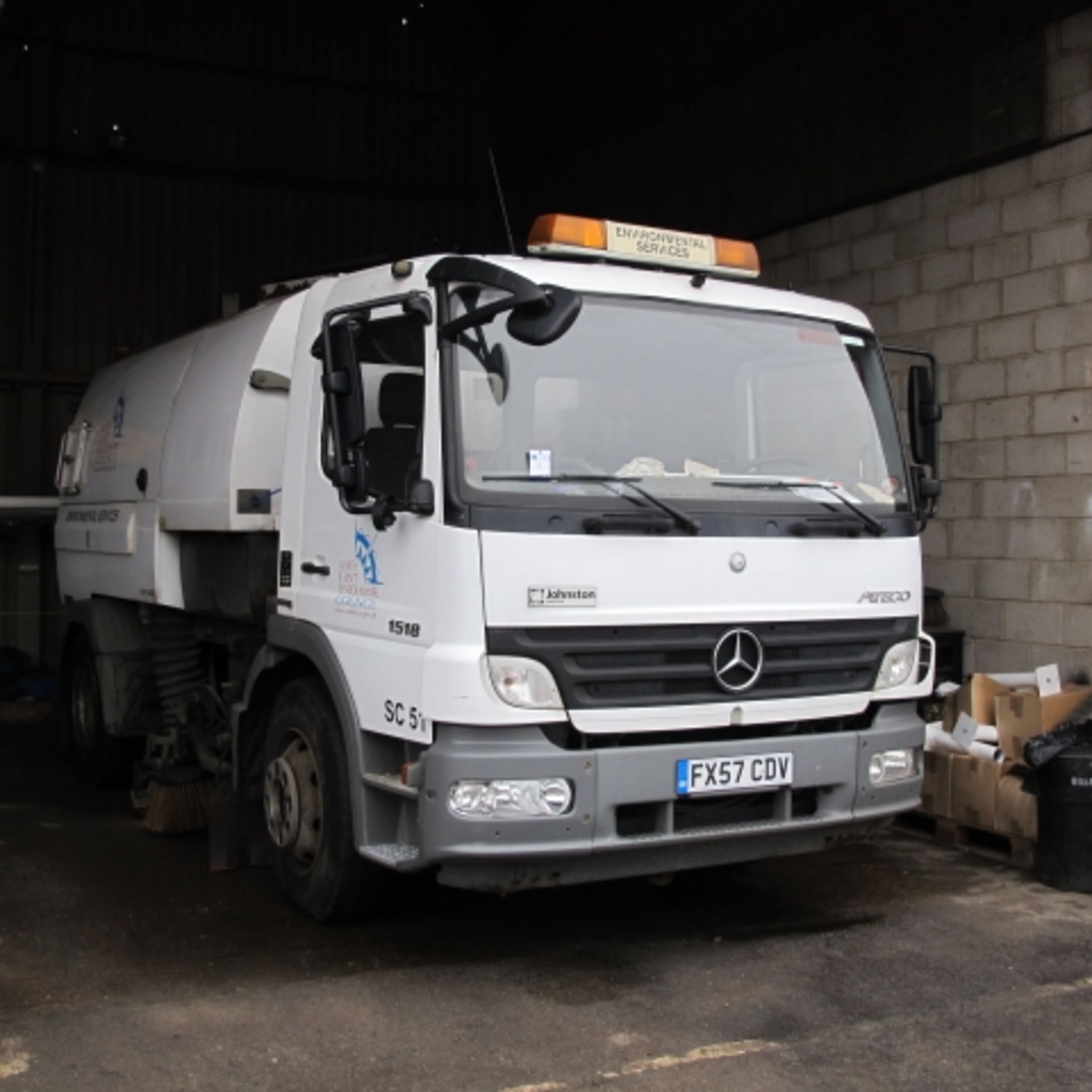 * 2007 Johnston Sweepers 650 Mercedes Atego 1518 15 Tonne Left Hand Drive Road Sweeper, Reg FX57