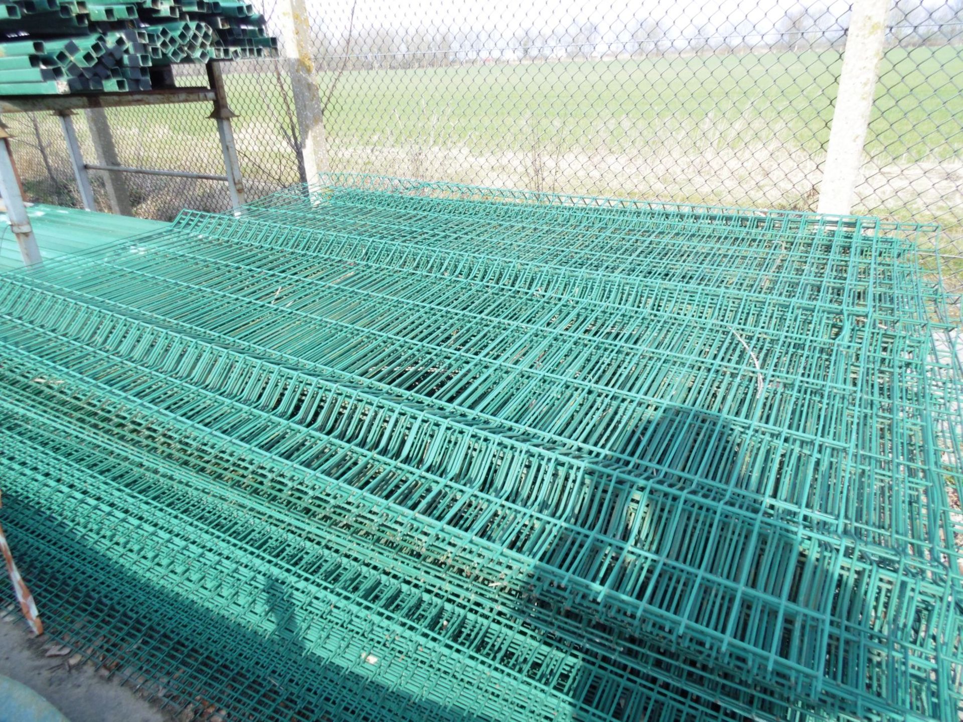 * Qty 10 Green Coated Paladine 2.1 metre x 2 metre fence panel c/w 10 posts