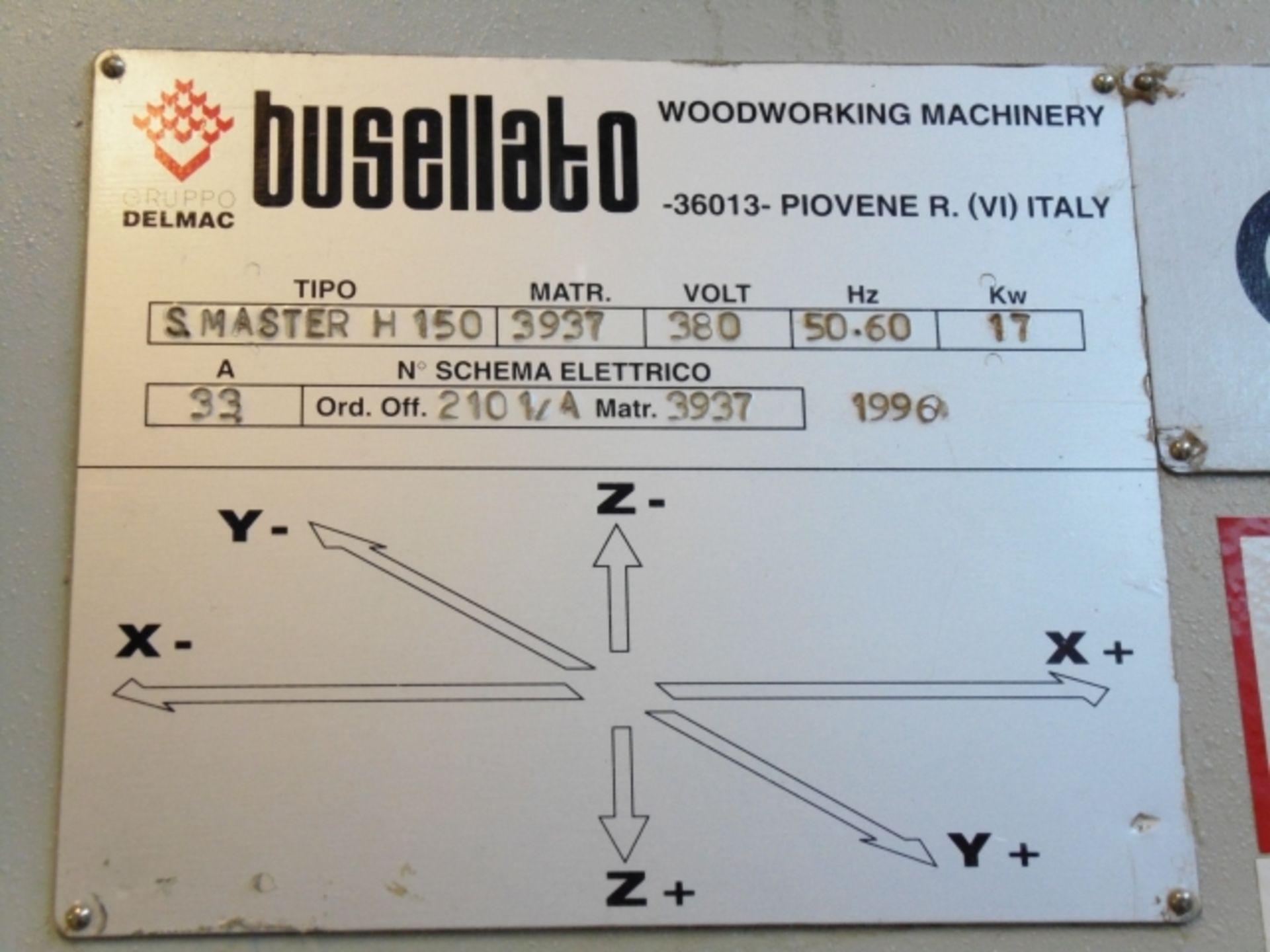 1996 DELMAC BUSELLATO SUPERMASTER H150 CNC BRIDGE - TYPE ROUTER; BED LENGTH 5400MM, 8 X SUCTION - Image 2 of 22