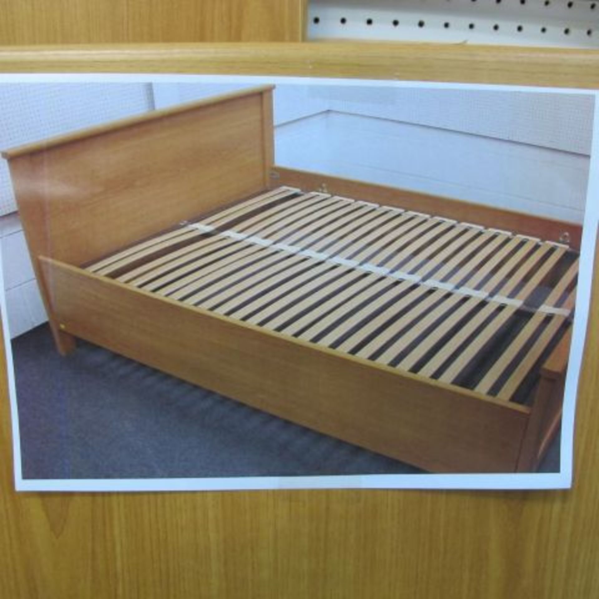 A Modern Light Oak Double Bed Frame with Plain Panel Head/Footboards.  (est. £40-£60) - Image 2 of 2