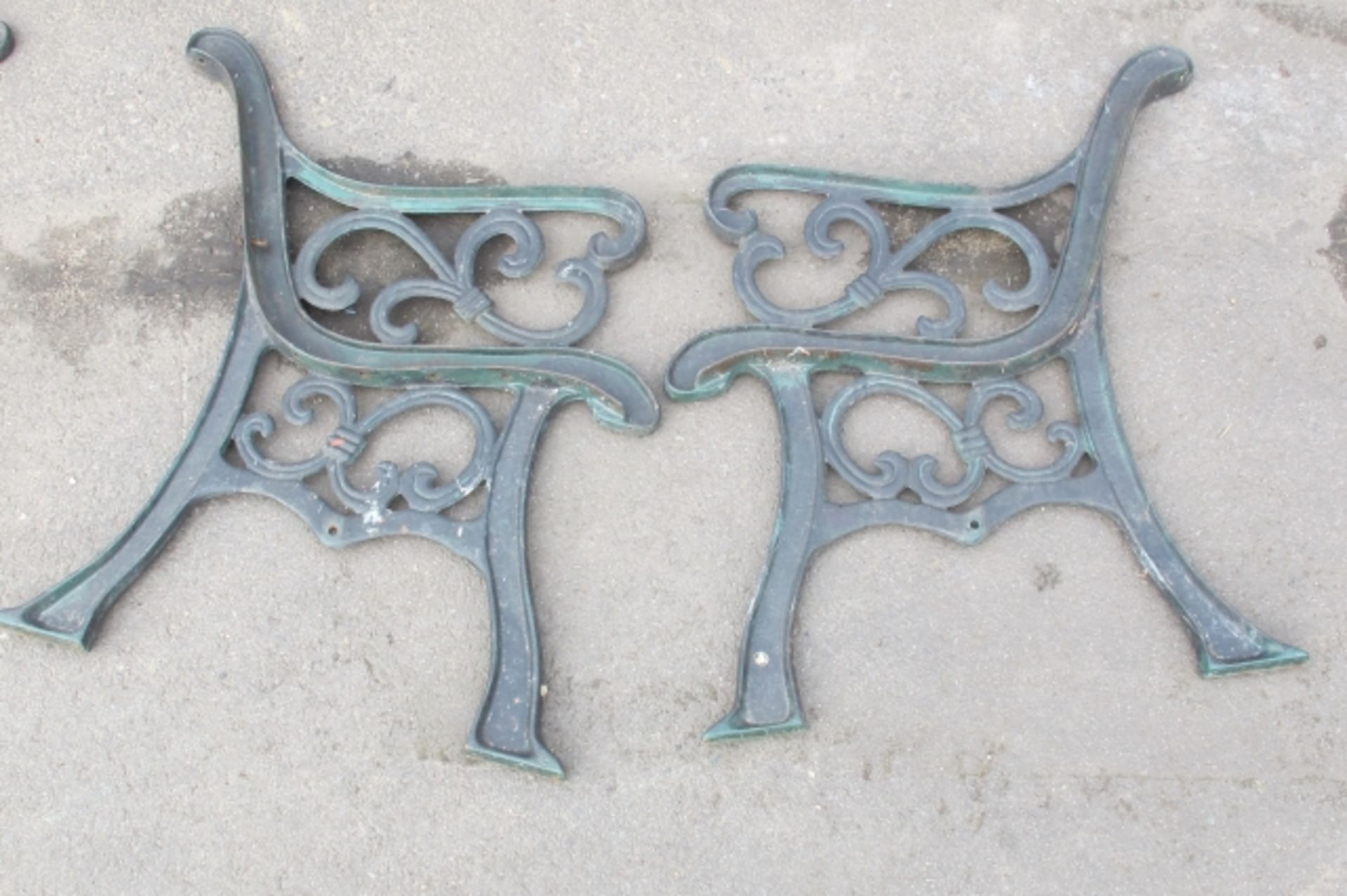 A set of Cast Iron table ends & 2 sets of Cast Iron seat ends - Image 3 of 3